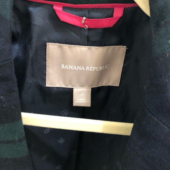 Banana Republic Navy and Green Plaid Blazer - Picture 2 of 2